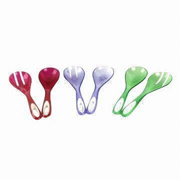 China Plastic Spoons/Forks for Mixing Salad, Customized Designs and Colors are Accepted wholesale