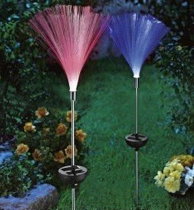 China 7Colors Changing Solar Fibre Optical Outdoor Decorative Solar Garden Stake Lights wholesale