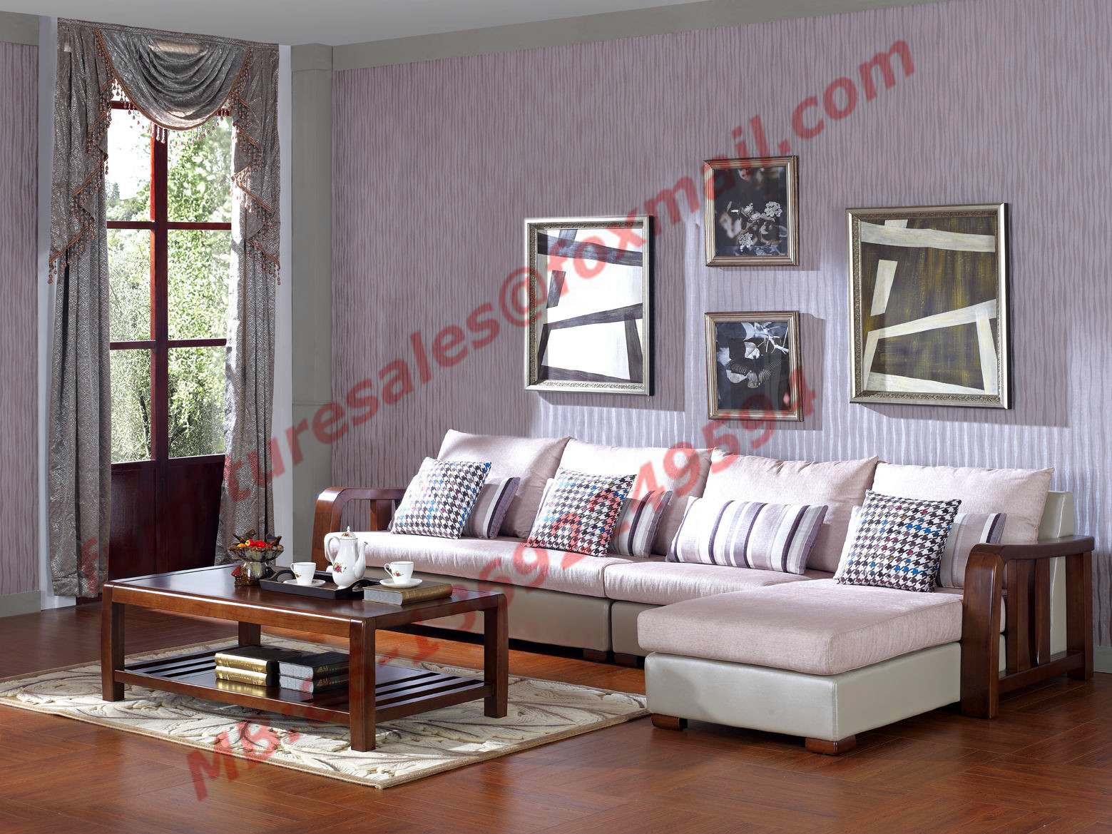 China Solid Wooden Frame with Fabric Sectional Sofa in Home Furniture Set wholesale