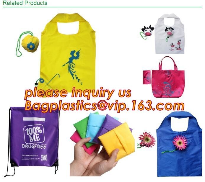 China Cheap Cute Reusable Bags bolsas ecologicas plegables Printing Foldable Polyester Drawstring Shopping Bags bagplastics ba wholesale