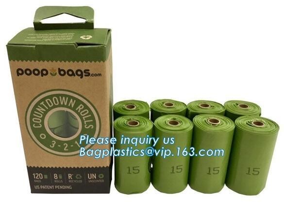 China custom printed eco friendly Large Leak-Proof Lavender Scented Single Roll Disposable Dog Poop Bags, clean up bags wholesale