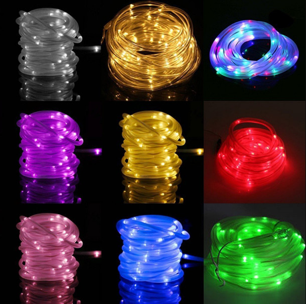 China 12M 100LEDs Solar Rope Tube Led String Strip Fairy Light Outdoor Garden Party Decor Waterproof wholesale