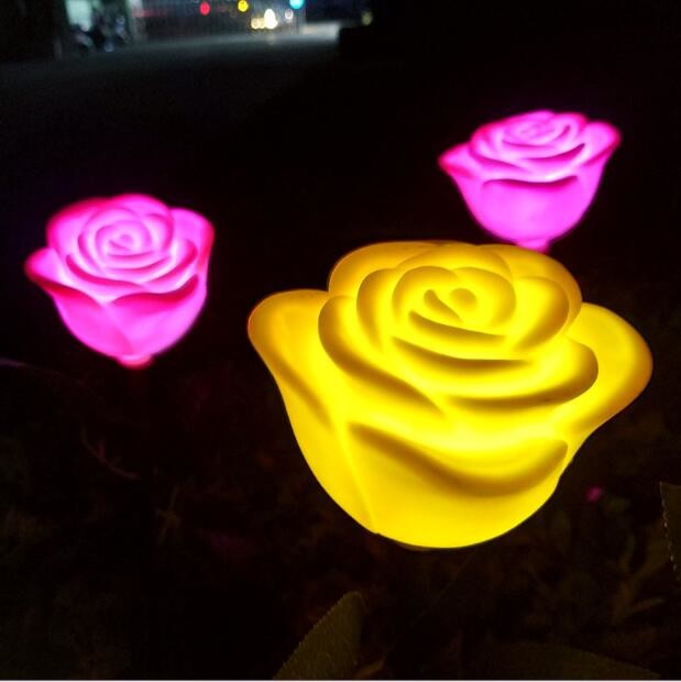 China Outdoor Solar Garden Stake Lights with 1Led Rose Flower,Multi-ColorChanging LED Solar Decorative Lights wholesale