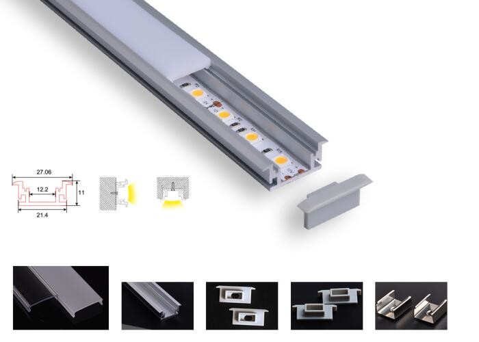 China Strong Pc Led Aluminium Channel , Pcb 12.2mm Led Tape Channel For Floor Lighting wholesale