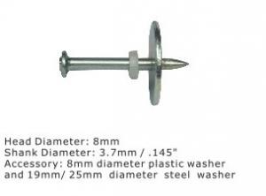 China Steel Powder Actuated Fasteners Dnw Drive Pins With 25mm Steel Washer wholesale