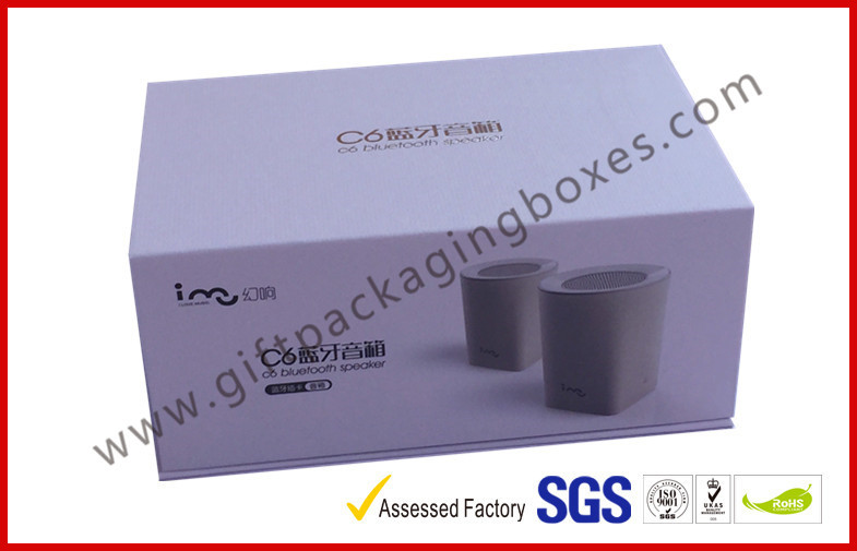 China Blue Tooth Speaker Magnetic Rigid Gift Boxes White And Blue Custom Packaging Boxes wholesale