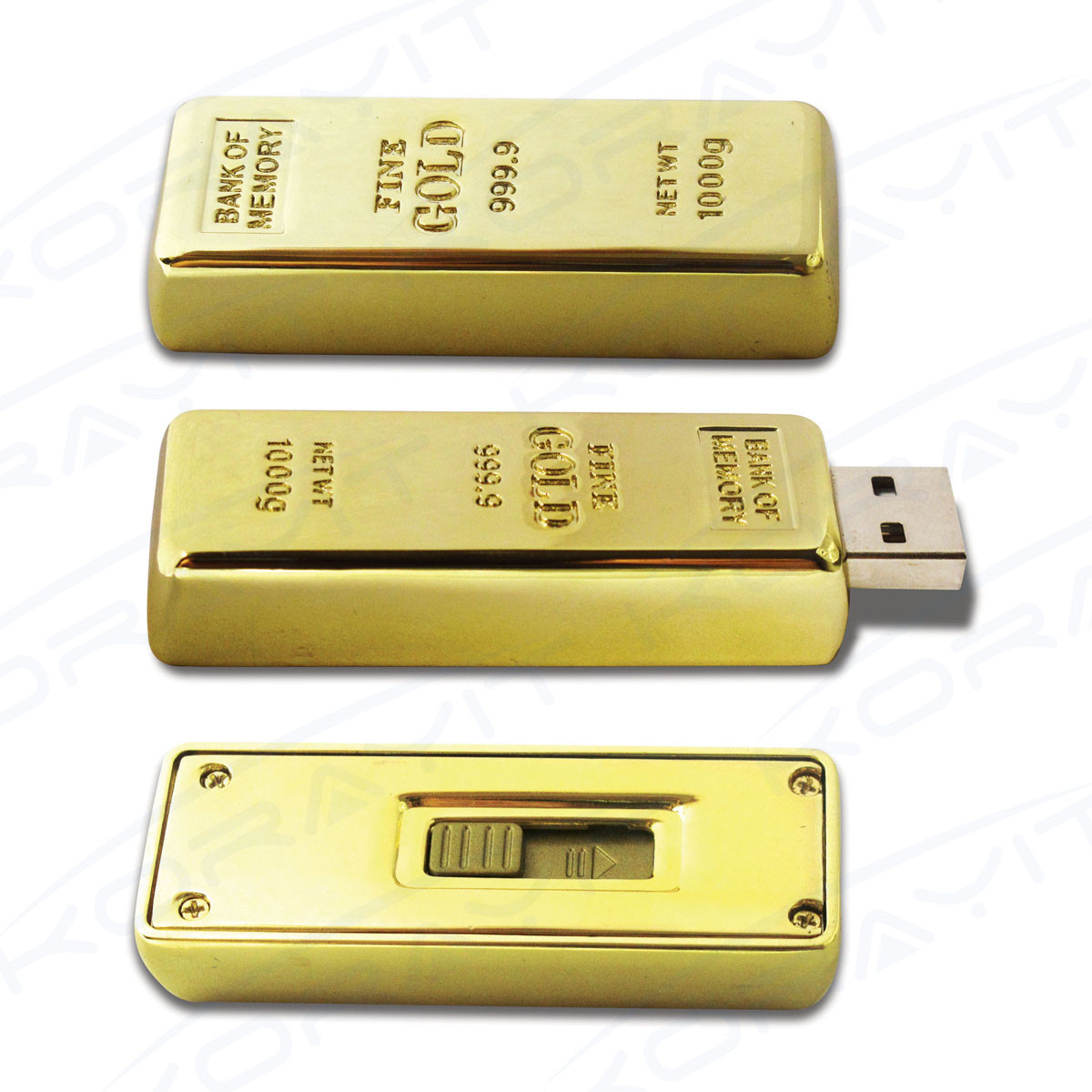 China Golden Bar Metal USB Flash Drive, Graceful Bank Gifts Flexible Memory Stick Hard Box Pack wholesale