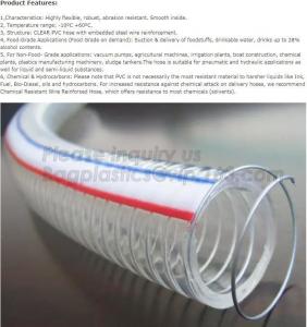 China manufacture transparent pvc steel wire spiral reinforced water hose,coveying water, oil and powder in the factories, agr wholesale