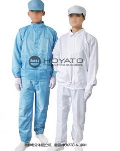 China Comfortable ESD Stand Collar Anti Static Suit , Clean Room Lab Coats With Pull Chain wholesale