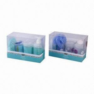 China Bathroom Set, Made of Plastic, Includes Lotion Dispenser, Brush Holder, Tumbler and Soap Dish wholesale