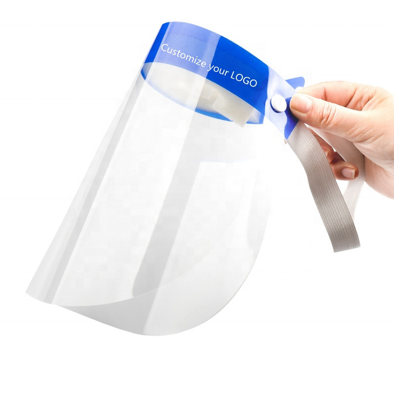 China Anti Fog Clear Plastic Face Shield Foam Elastic Band 0.25mm PET Material wholesale