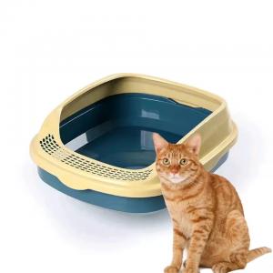 China Amazon Hot Selling Multi Color Semi-Enclosed Detachable High Fence Spatter Proof Cat Litter Box For Pet Cat wholesale