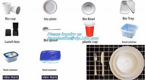 China mushroom tray vegetable tray, corn starh plastic disposable lunch box, eco friendly biodegradable plates wholesale