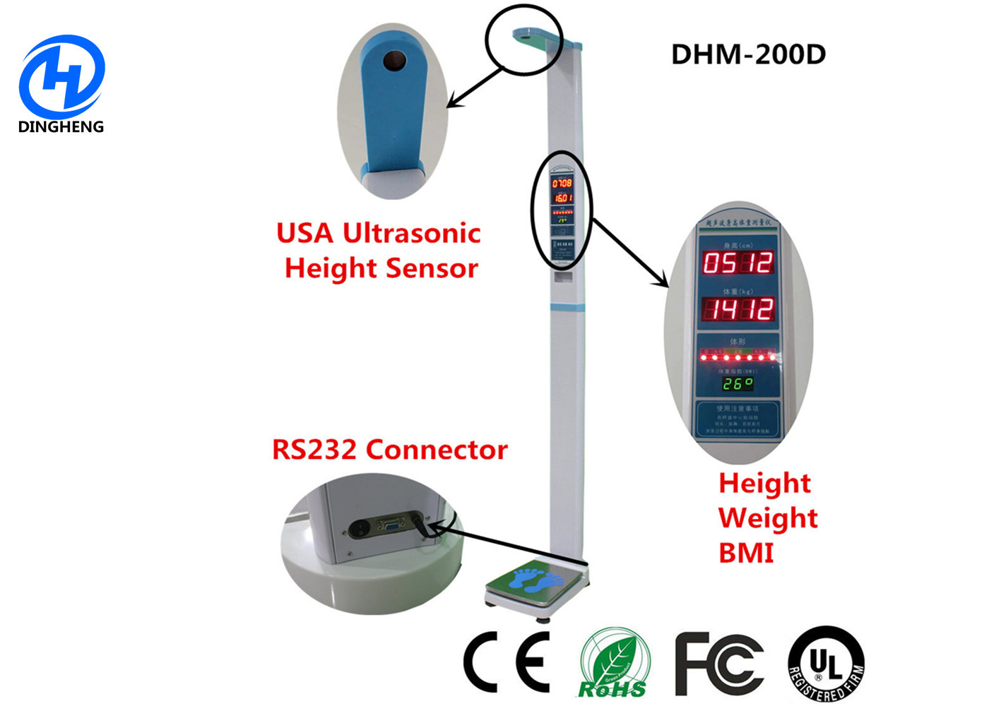 China Medical height weight scales with thermal printer and ultrasonic height sensor wholesale