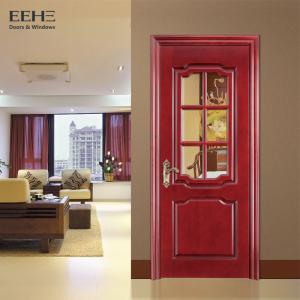 China Rural Hotel Solid Wood Interior Doors With Glass High Temperature Resistant wholesale