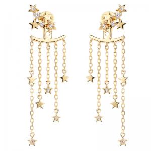 China Star Diamond Stud Earrings Tassel Earrings 18k Gold Diamond  Earrings wholesale