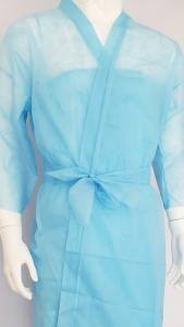 China Blue Nonwoven Disposable Spa Wear Massage Ladies Kimono Robe wholesale