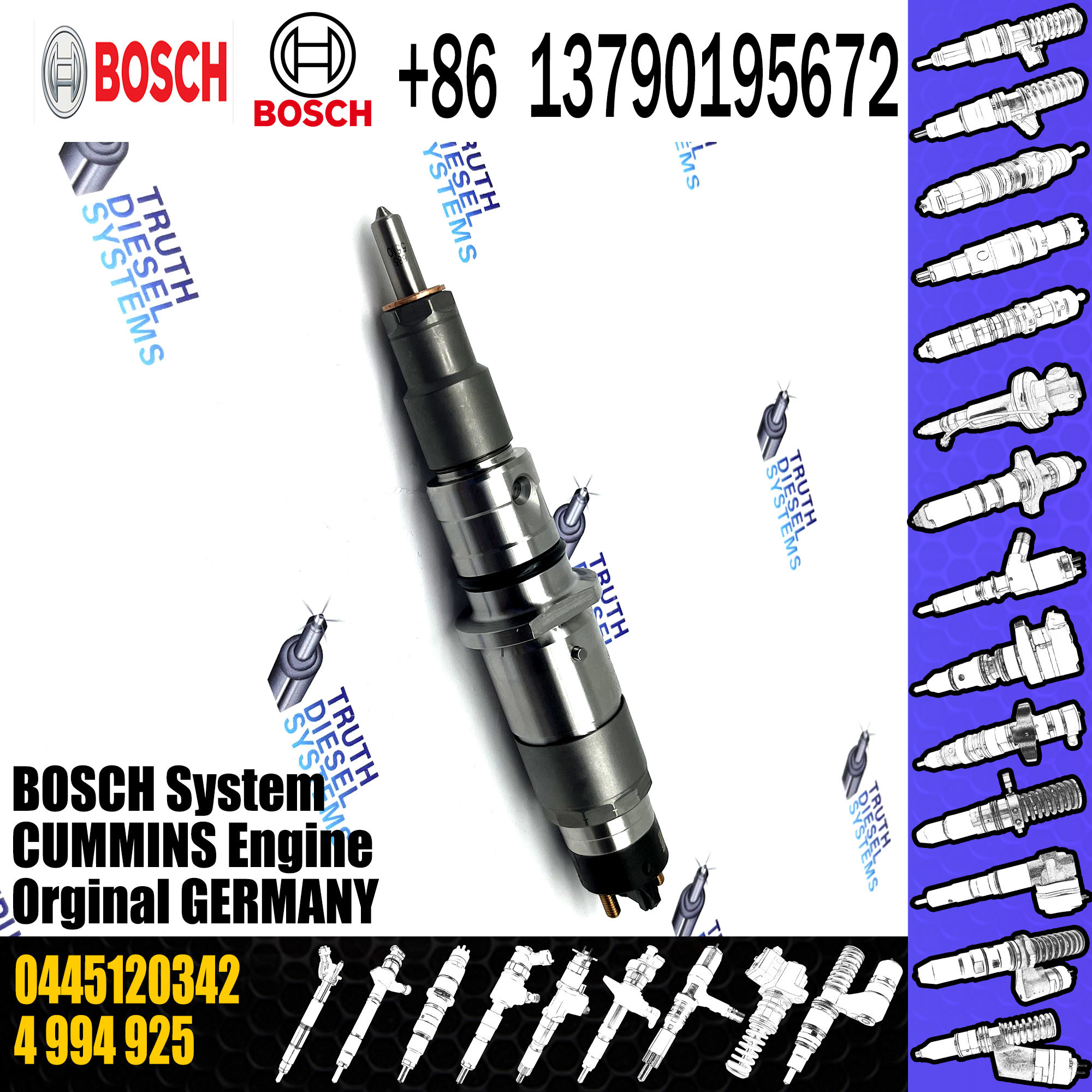 Diesel Spare Parts 0 445 120 342 Common Rail Injector 0445120342 0986435621 4994925 68210105AA