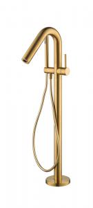 China Rose Golden Brass Free Standing Bathtub Faucet OEM Single Lever Floor Mounted wholesale
