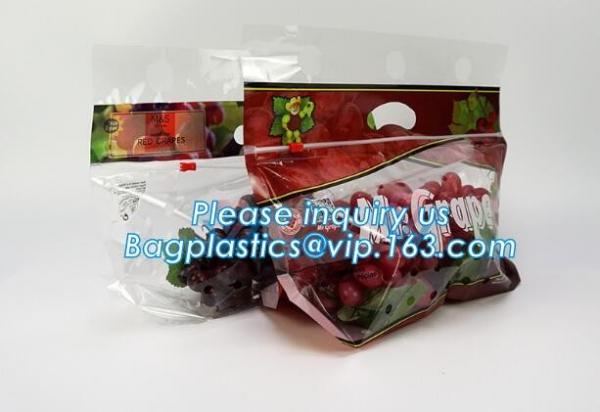 frosted reclosable zipper plastic bags with slider Zip lockk, round bottom slider grape bag/table grape bag used in graper