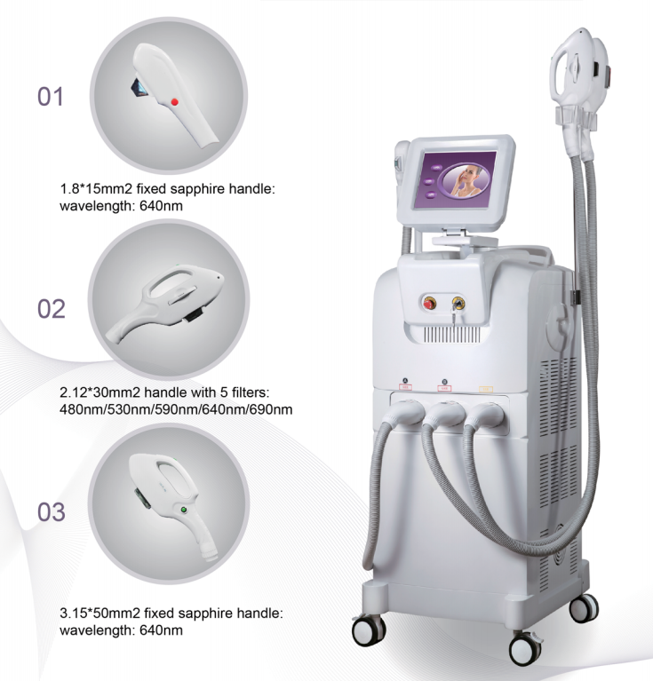 Hair Removal SHR IPL Machine 10.4" Color Touch Screen Display With Three Handpieces