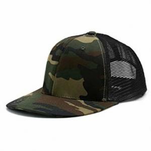 China Embroidered Flat Bill Mesh Trucker Hats For Camping Camouflage Twill Waxed Mesh wholesale