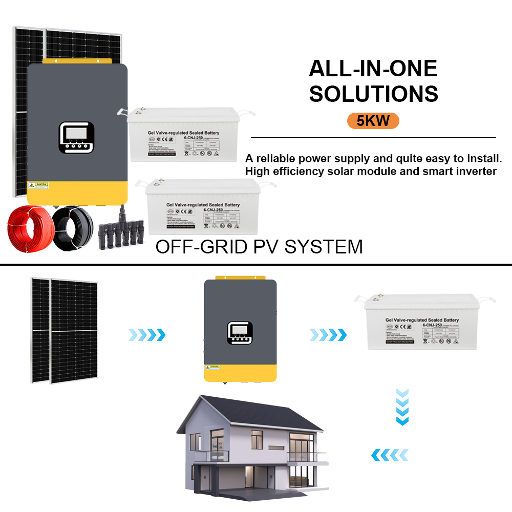 5KW Off Grid Home Hybrid Solar Energy Systems 5000w Solar Panel Kit