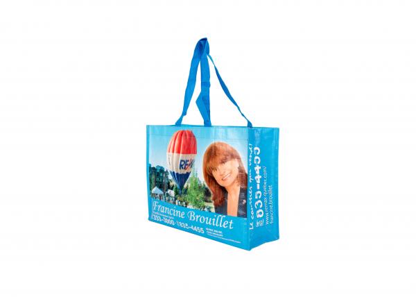 Quality OPP Coated Woven Shopping Bags With Cold Seal Block Bottom Gravure Printing for sale
