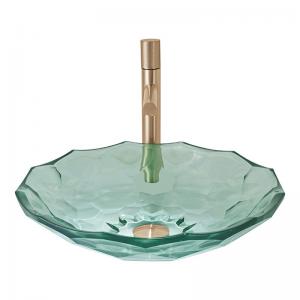 China Modern Ball Shaped Glass Wash Basin Light Green Color Vessel Sinks Pop Up Drain wholesale