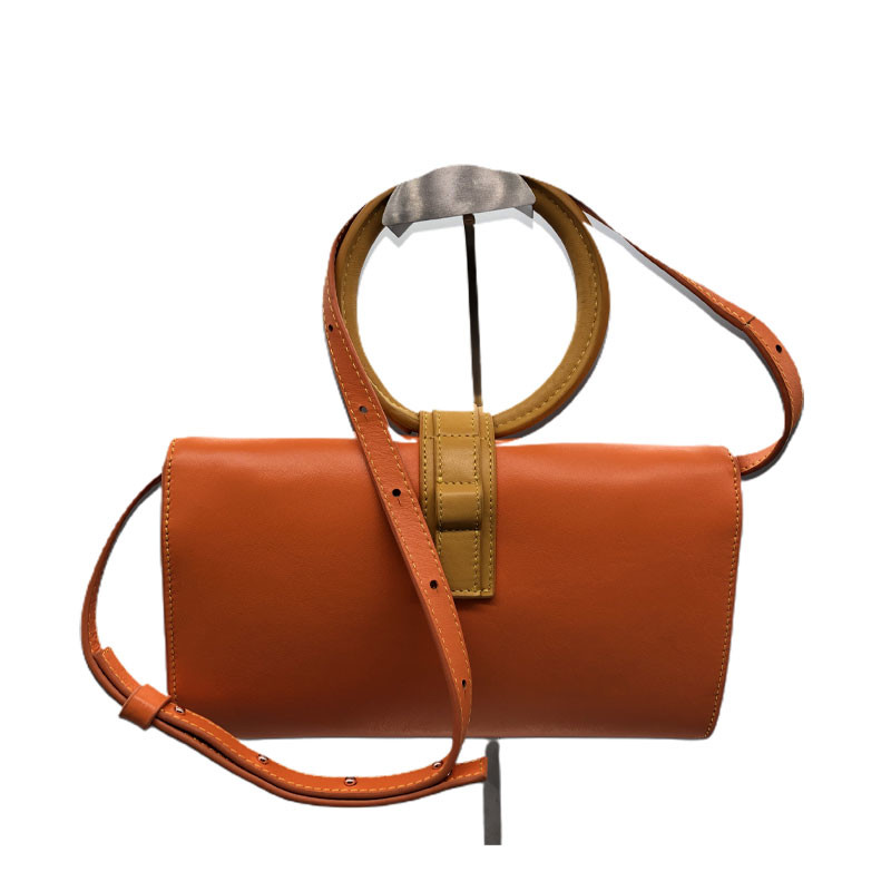 OEM ODM Genuine Leather Orange Tote Handbag For Women