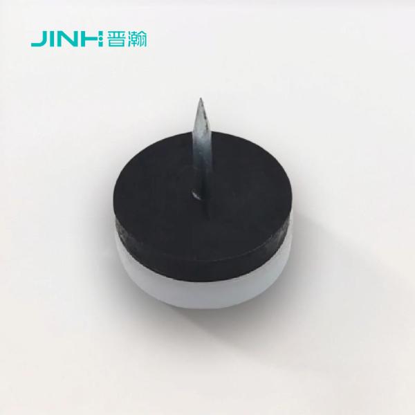 16mm Double Layer Furniture Feet Nail In Black Pe Plastic And Zinc Plated Nail