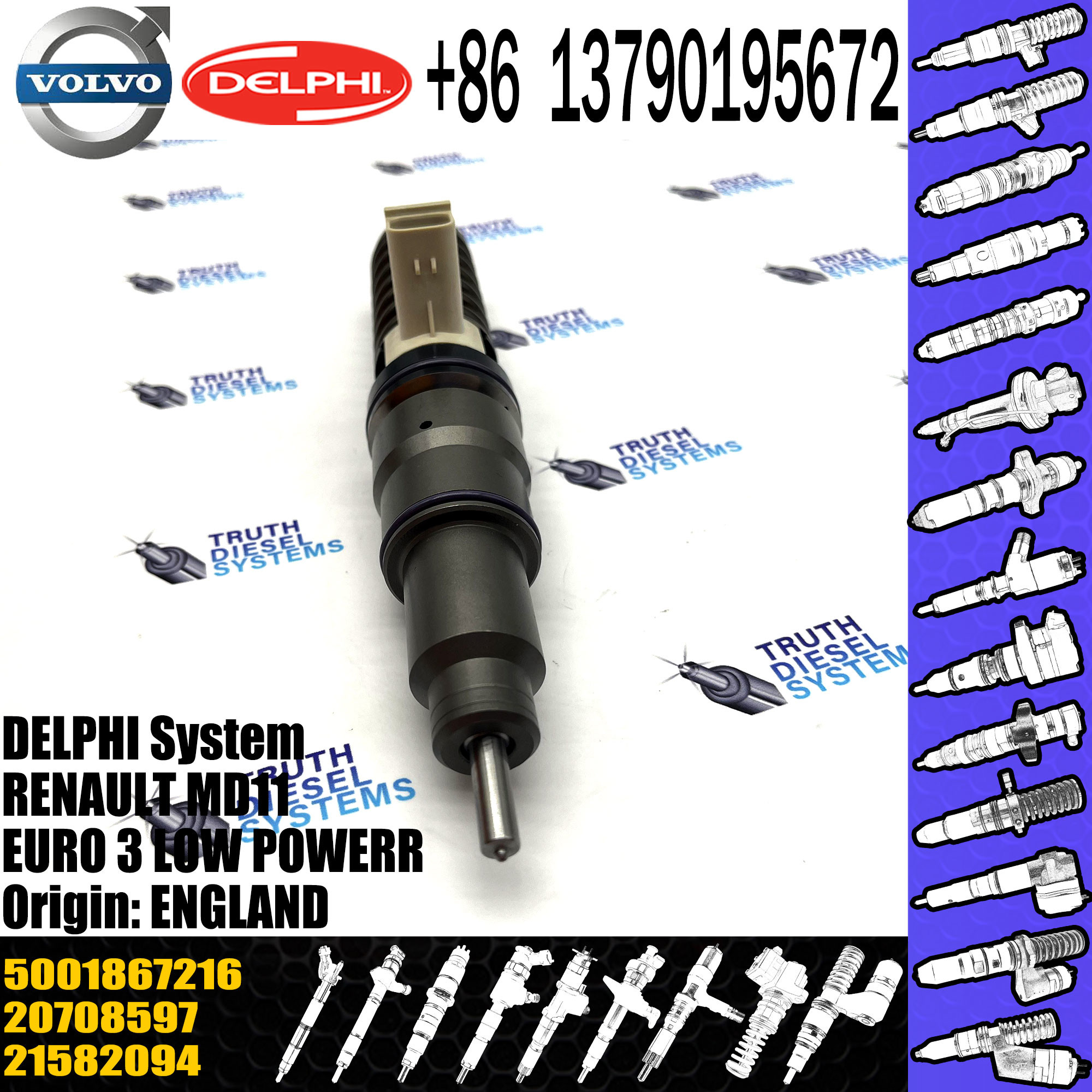 original Diesel Fuel Injector 21644596 5001867216 7420708597 7421582094 7421644596 E3.18 for VOL 11LTR EURO3