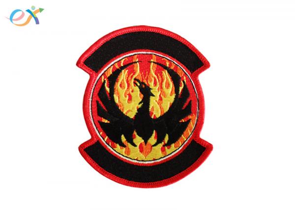 Quality Twill Background Embroidered Fabric Patches , Motorcycle Leather Vest Patches for sale