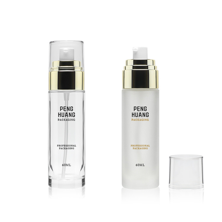 Luxury Glass Lotion Bottle 60ml Cosmetic Packaging Container Screen Printing