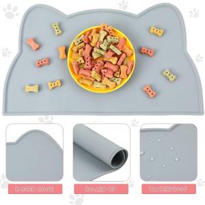 China Nonslip Odorless Silicone Pet Suppliers Food Mat Waterproof Gray Color on sale