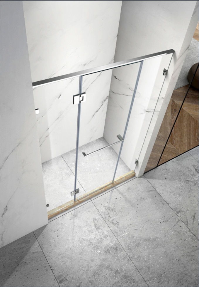 Hotel Framed Tempered Glass Shower Enclosure Stainless Steel Straight Swinging Glass Shower Doors