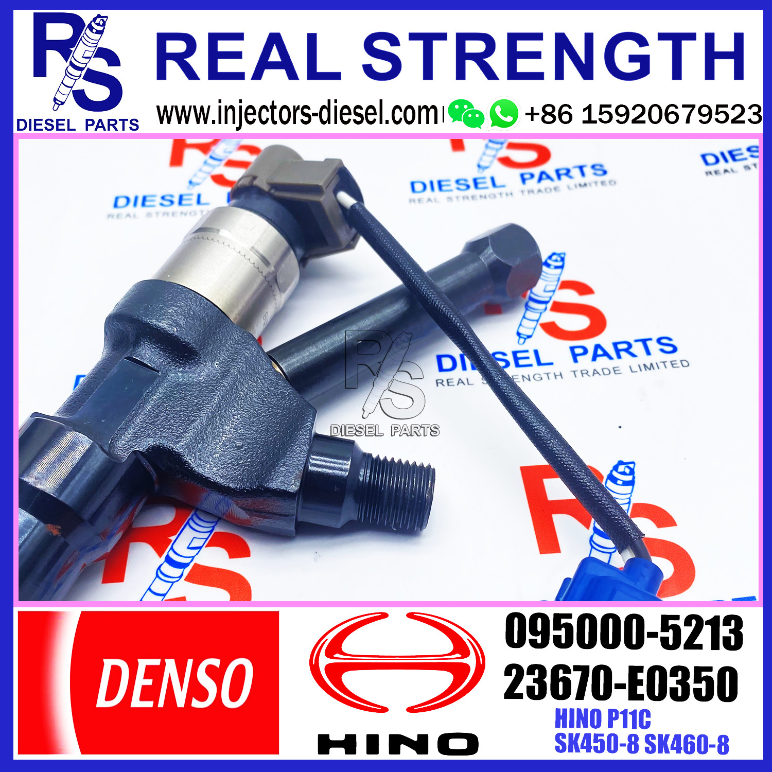Excavator Spare Part 23670-E0351 Fuel Injector 095000-5215 SK460-8 P11C KOBELCO 095000-5213 095000-5214
