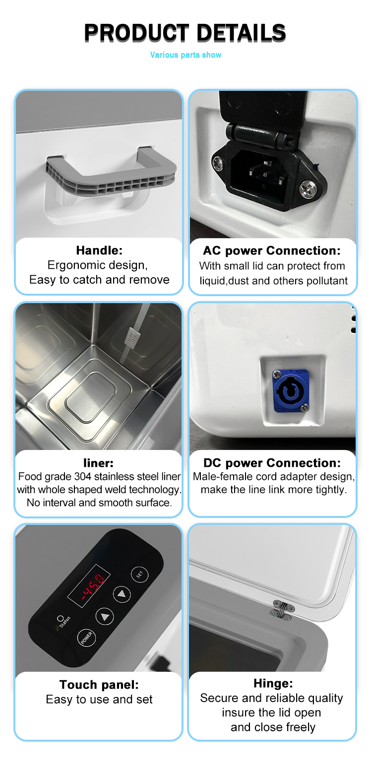 Biological Materials -45C Portable Ultra Low Temperature 12V DC Stirling Cryogenic Mini Cooler Lab Freezer