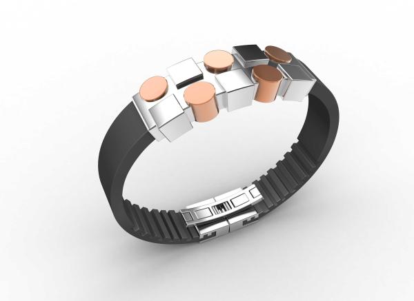 Top Quality Europe Fashion Stainless Steel Genuine Leather Silicone Bangle