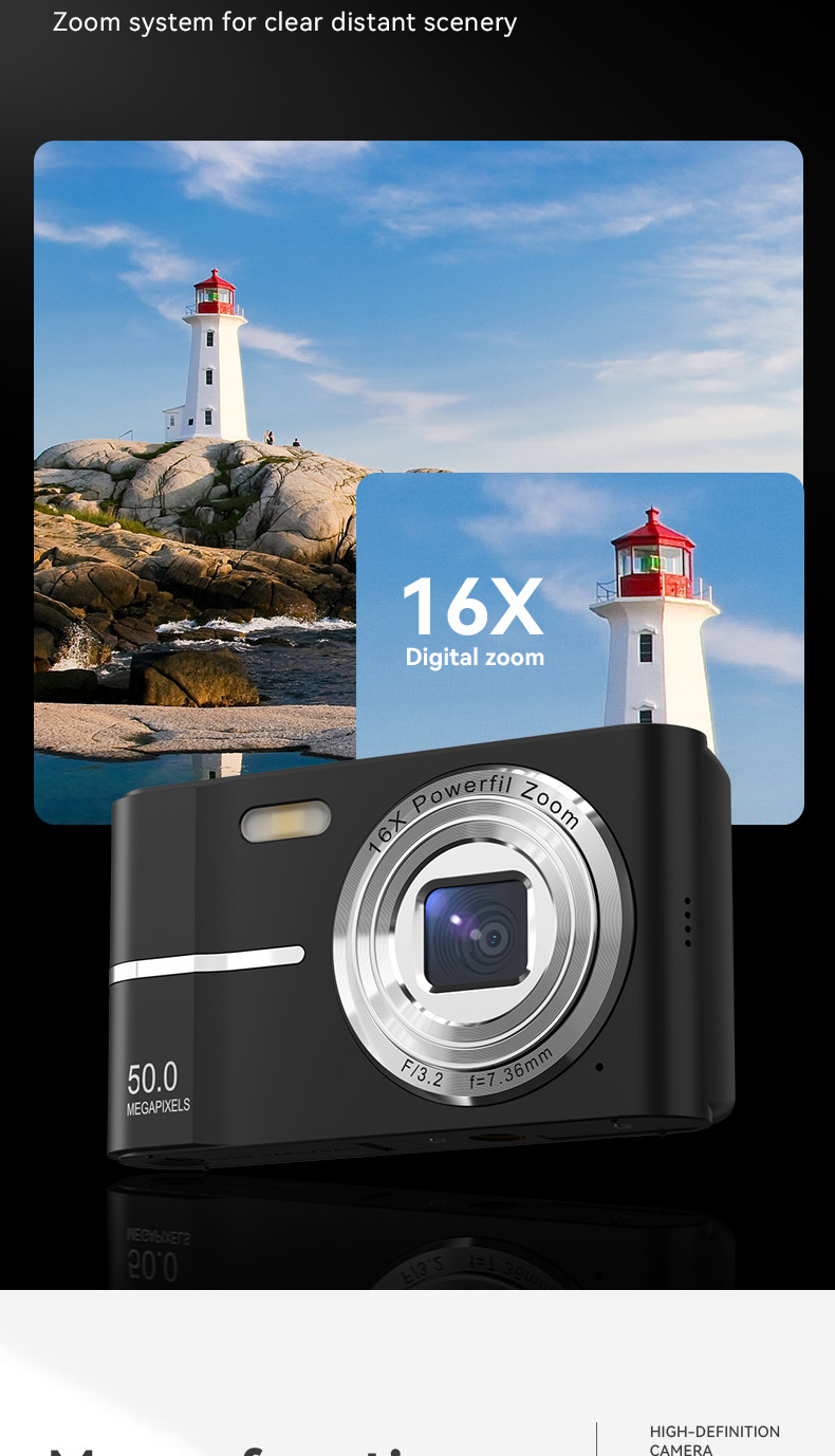 Customized 50MP Optical Lens 16X Zoom Autofocus 1080P Professional Video Camera Self-Timer Anti-Shake Features Students Kids