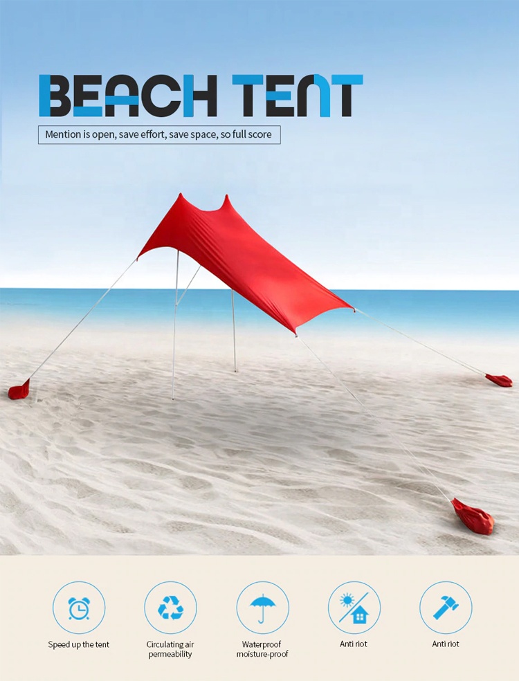 Beach SunShade Beach Tent With Sandbag Anchors Quality Lycra Fabric - Perfect Sun Shelter