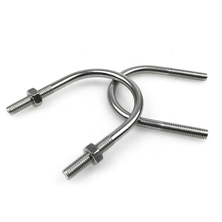 Plain Finish U Type Head Style ASTM A193 B6 SUS410 U-Bolt with Clamp Bracket 2PCS Non-Serrated Hex Flange Nuts