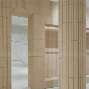 China Mosaic Light Yellow Clothing Store Marble Stone Tile Long Strip Commercial Background Wall Tiles on sale