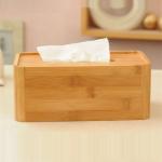 Office Table Bamboo Tissue Box Cover Holds Rectangular Shaped Modern Look