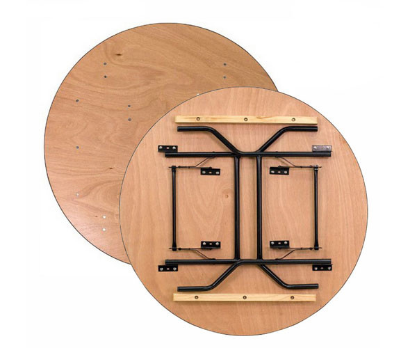 Portable Round Folding Banquet Table 5ft Plywood Top Metal Frame