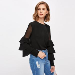 China Guangzhou Clothing Factory Office Bell Sleeve Lady Blouse wholesale
