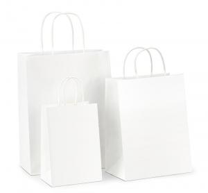 China Gift Shopping Handle Paper Bags Custom Luxury Black White Brown Kraft Paper on sale