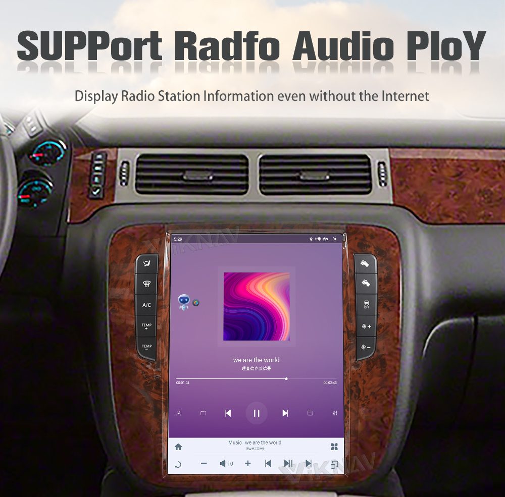 Viknav Car Radio For GMC-Yukon/Chevy Suburban Tahoe Auto AC (2007-2013)12.1 Inch Android 13 IPS Touch Screen Navigation