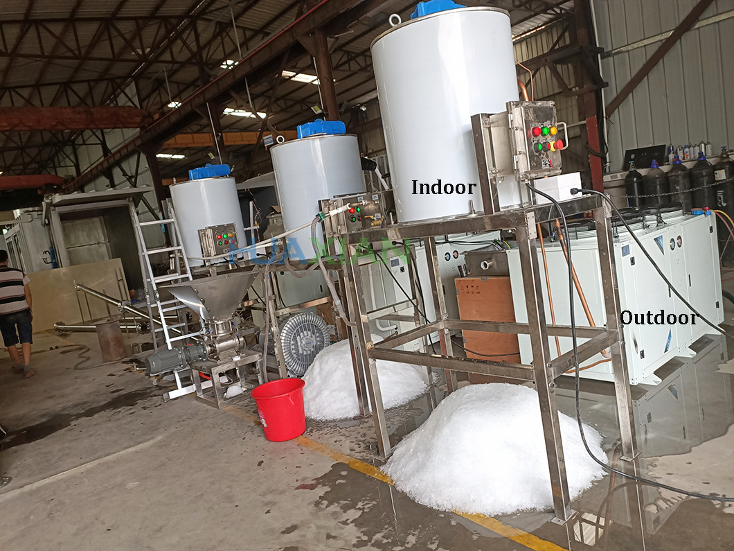 Industrial 30 Tons Large Split Type Evaporative Cooled Flake Ice Machine For Ice Factory