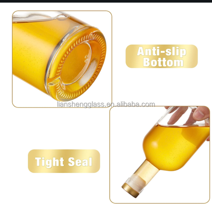 Glass Wine Bottles Vodka Whisky Glass Bottles With Cork from 375ml 500ml 700ml 750ml